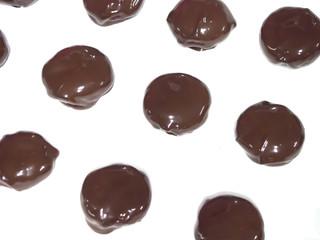 coated chocolate on white background