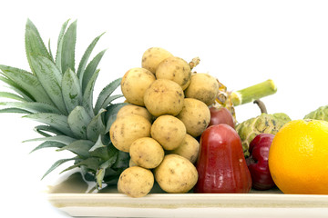 Group of Asian or Tropical fruit isolate on white background, Th