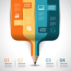 Education pencil Infographics step option. Vector illustration. can be used for workflow layout, banner, diagram, step up options.