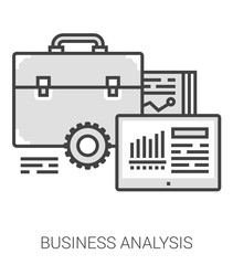Fototapeta na wymiar Business analysis line infographic.