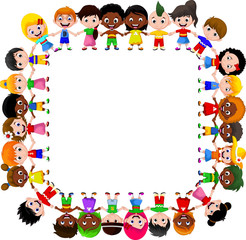 Obraz na płótnie Canvas happy children different races