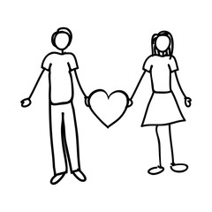 man and woman holding heart cartoon icon image vector illustration design 