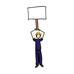 construction engineer holding blank sign cartoon icon image vector illustration design 