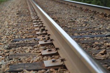Close-up of a railroad track
