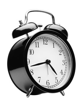  black alarm clock isolated on white background