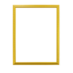 Gold color vintage frame isolated on white background