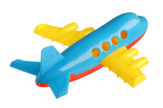 plastic toy plane isolated on white background