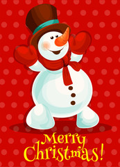 Christmas snowman for greeting card design