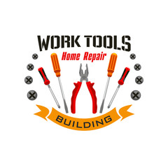 Work tools icons for home reapir emblem