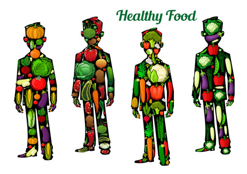 Healthy food nutrition. Human body icons