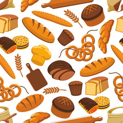 Vector pattern of bread and bakery products
