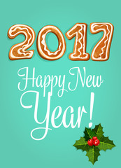 New Year greeting card with gingerbread number