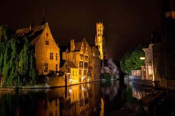 Fototapeta na wymiar Fairytale Bruges on a Dark Night