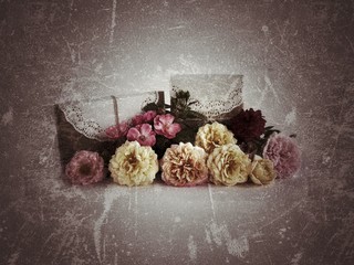Fototapeta na wymiar Beautiful English rose flower on vintage background