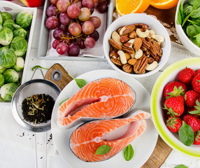 Foods rich in antioxidant. Healthy eating concept.