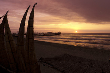 Totora on beach in Trujillo