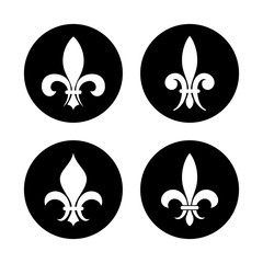 Fleur de lis vector set in black and white © MicroOne