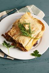 Plate with lasagna