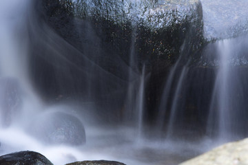 Closeup of silky water in Salroc Falls, New Hampshire.
