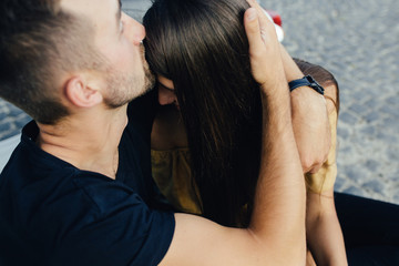 Cute couple with scooter