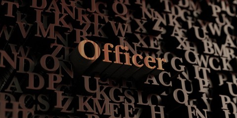 Officer - Wooden 3D rendered letters/message.  Can be used for an online banner ad or a print postcard.