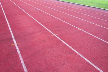 running track and green grass,Direct athletics Running track at Sport Stadium