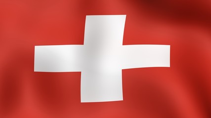 Flag Switzerland, fluttering in the wind. 3D rendering.