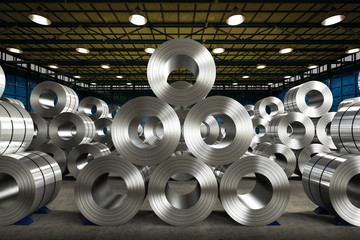 roll of steel sheet in factory