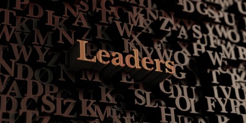 Leaders - Wooden 3D rendered letters/message.  Can be used for an online banner ad or a print postcard.