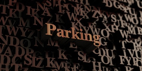 Parking - Wooden 3D rendered letters/message.  Can be used for an online banner ad or a print postcard.