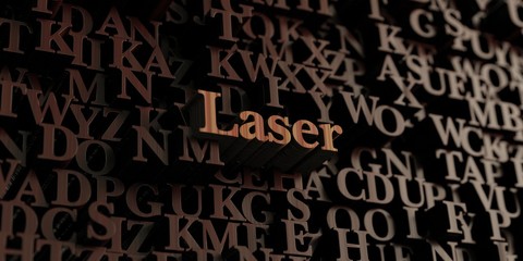 Laser - Wooden 3D rendered letters/message.  Can be used for an online banner ad or a print postcard.