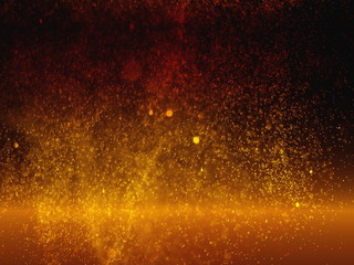 Abstract golden glittering bokeh in dark background