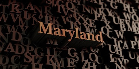 Maryland - Wooden 3D rendered letters/message.  Can be used for an online banner ad or a print postcard.