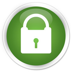 Padlock icon soft green glossy round button