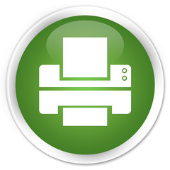 Printer icon soft green glossy round button