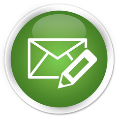 Edit email icon soft green glossy round button