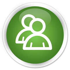 Group icon soft green glossy round button