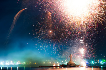 Fireworks display at Hussain Sagar Lake in Hyderabad,India