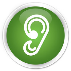 Ear icon soft green glossy round button