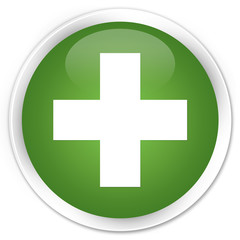 Obraz premium Plus icon soft green glossy round button