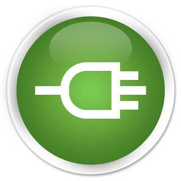 Connect icon soft green glossy round button