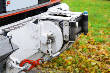 powerful winch jack in front emergency fire truck