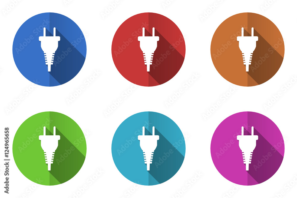Poster flat design plug vector icons