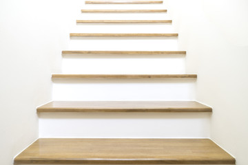 white Stairs on wood and white wall