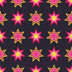 Obraz premium Seamless vector background with decorative stars. Print. Cloth design, wallpaper.