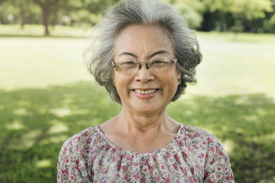 Asian Senior Woman Smiling Lifestyle Happiness Concept