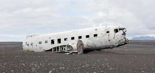 The abandoned wreck of a US military plane on Southern Iceland
