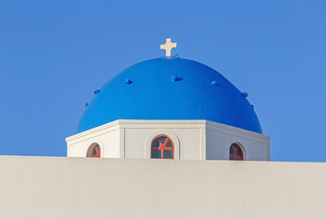 dome of Orthodox church in Oia on Santorini