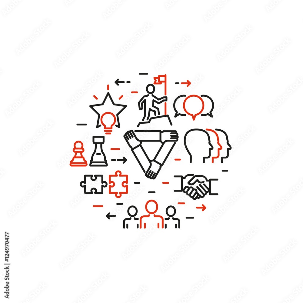 Poster vector thin line design of personal brain training workflow, striving for success, self development 