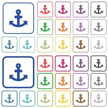 Anchor color outlined flat icons